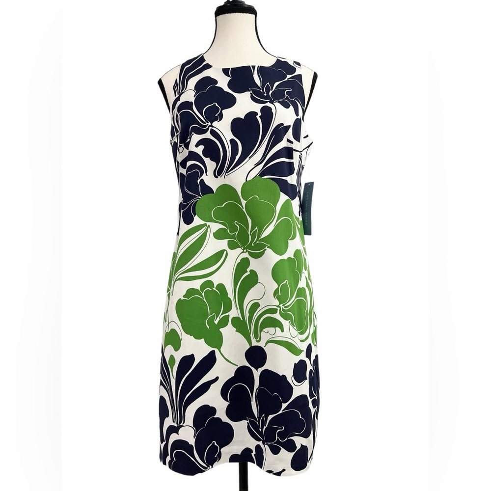 London Times Green and Navy Floral Sheath Dress | 8 | NWT!